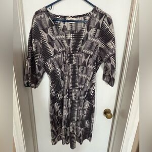 Mata Traders Black and Cream Patterned Dress